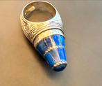 Afghaanse zilveren ring met lapis lazuli, Gebruikt, 19 tot 20, Ophalen of Verzenden, Dame of Heer