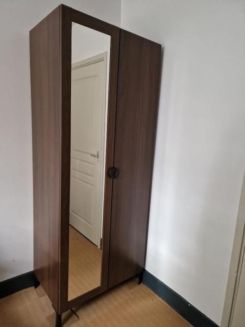 Kledingkast, donkerbruin, ikea, retro, Huis en Inrichting, Kasten | Kledingkasten, Gebruikt, 150 tot 200 cm, 50 tot 100 cm, 50 tot 75 cm