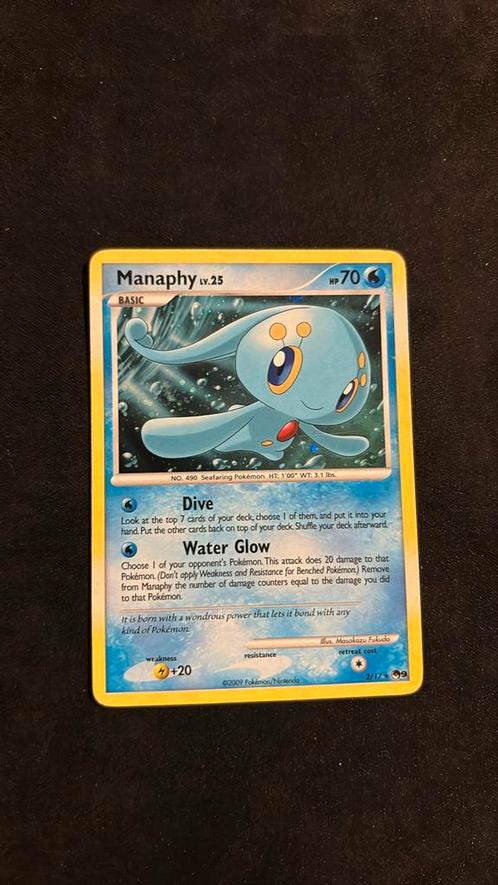Manaphy Holo 2/17, Hobby en Vrije tijd, Verzamelkaartspellen | Pokémon, Zo goed als nieuw, Losse kaart, Ophalen of Verzenden