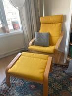 IKEA Poäng fauteuil met voetenbank zgan geel, Stof, Ophalen of Verzenden, Zo goed als nieuw