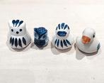 Vintage set 4 porseleinen miniaturen beeldjes eend en uil, Verzamelen, Beelden en Beeldjes, Verzenden, Zo goed als nieuw, Dier