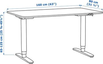 Ikea zit/sta bureau 160x80 elektrisch blauw/wit (als nieuw) - afbeelding 4