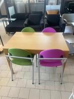 Eettafel met 4 design stoelen, Ophalen, Gebruikt, 100 tot 150 cm, Metaal