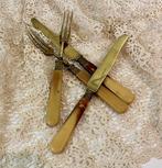 Set van antieke koperen mesjes (12 st.) en vorkjes (12 st.), Ophalen of Verzenden