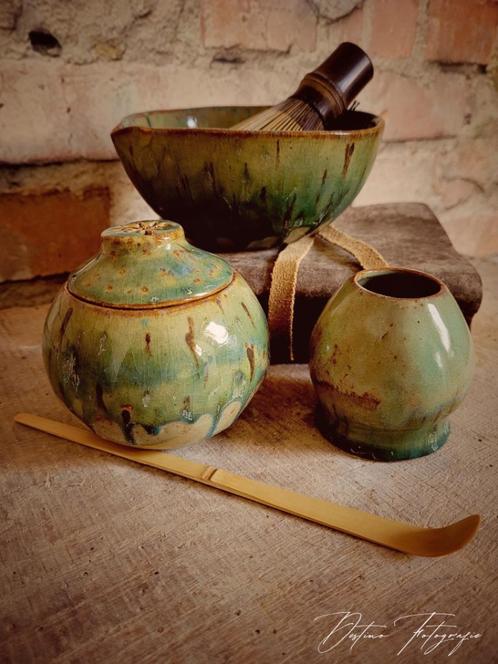 Matcha set Forest sun handgemaakt, Antiek en Kunst, Kunst | Overige Kunst, Ophalen of Verzenden