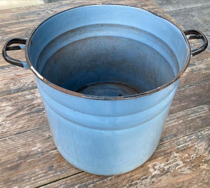 Ouderwetse Emaille Bloempot, Antiek en Kunst, Antiek | Emaille, Ophalen of Verzenden