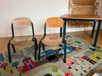 Vintage Eromes schoolbureautje met 2 stoeltjes, Ophalen, Gebruikt, Tafel(s) en Stoel(en)