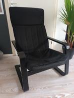 Nette zwarte stoel, houten frame stoffen bekleding, Huis en Inrichting, Stoelen, Ophalen, Gebruikt, Zwart, Hout