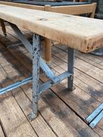 Stoere verandabank bank met hout en metalen onderstel, Ophalen