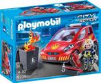 Playmobil brandweercommandant, met auto en brandende kliko, Complete set, Gebruikt, Ophalen of Verzenden