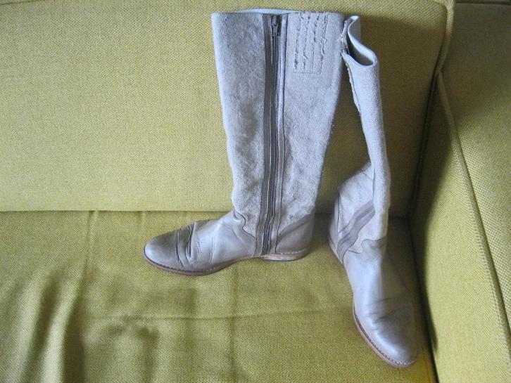 Fred de la bretoniere canvas.leren laarzen:mt 39, Kleding | Dames, Schoenen, Nieuw, Hoge laarzen, Beige, Ophalen of Verzenden