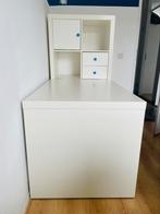 Te koop Ikea witte Kallax kast met bureau eraan vast, Huis en Inrichting, Bureaus, Gebruikt, Ophalen