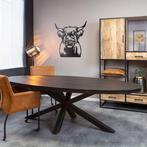 Ovale eetafel in zwart gelakt mangohout, Huis en Inrichting, Tafels | Eettafels, Verzenden