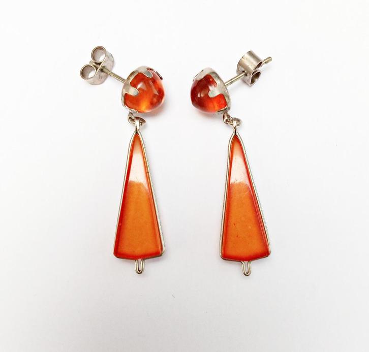 Art Deco oorbellen lucite Bauhaus 1930 Bengel stijl hangers, Sieraden, Tassen en Uiterlijk, Antieke sieraden, Oorbellen, Overige materialen