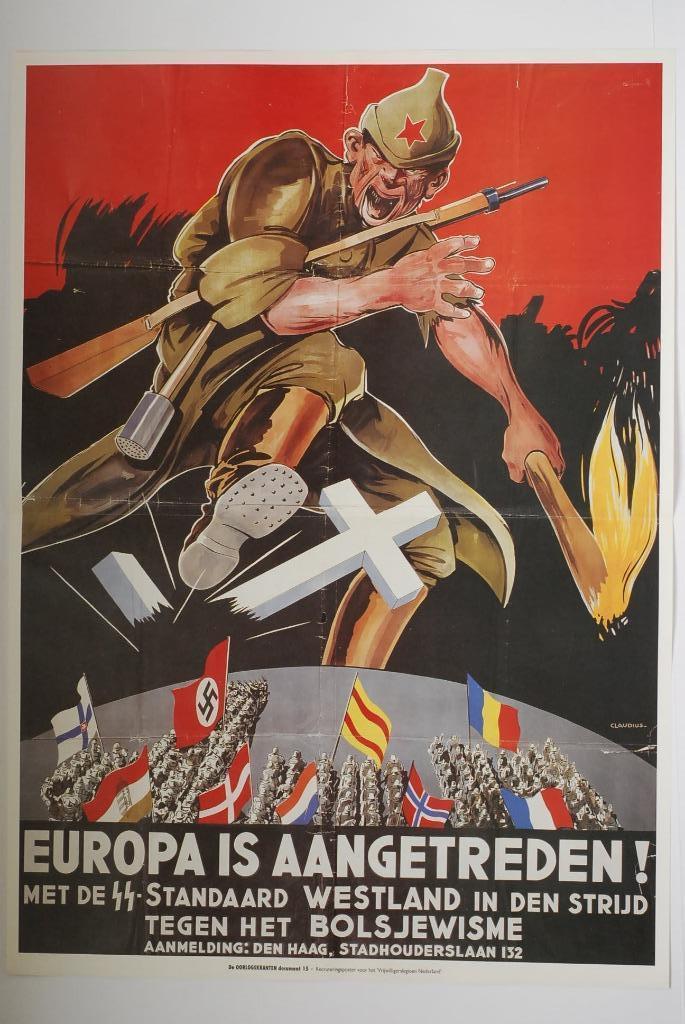 Affiche Europa is aangetreden | Heruitgave 1994, Verzamelen, Foto's en Prenten, Zo goed als nieuw, Overige onderwerpen, 1940 tot 1960