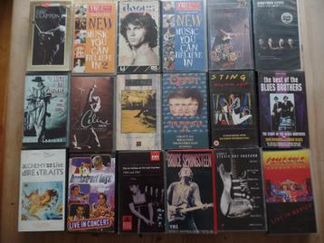 18 VHS Videobanden pop muziek Bruce Springsteen, Sting enz beschikbaar voor biedingen
