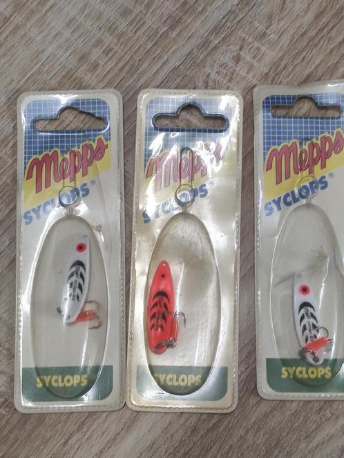 Setje 3 vintage Mepps Syclops lepeltjes maatje 00 (kunstaas), Watersport en Boten, Hengelsport | Roofvissen, Nieuw, Overige typen