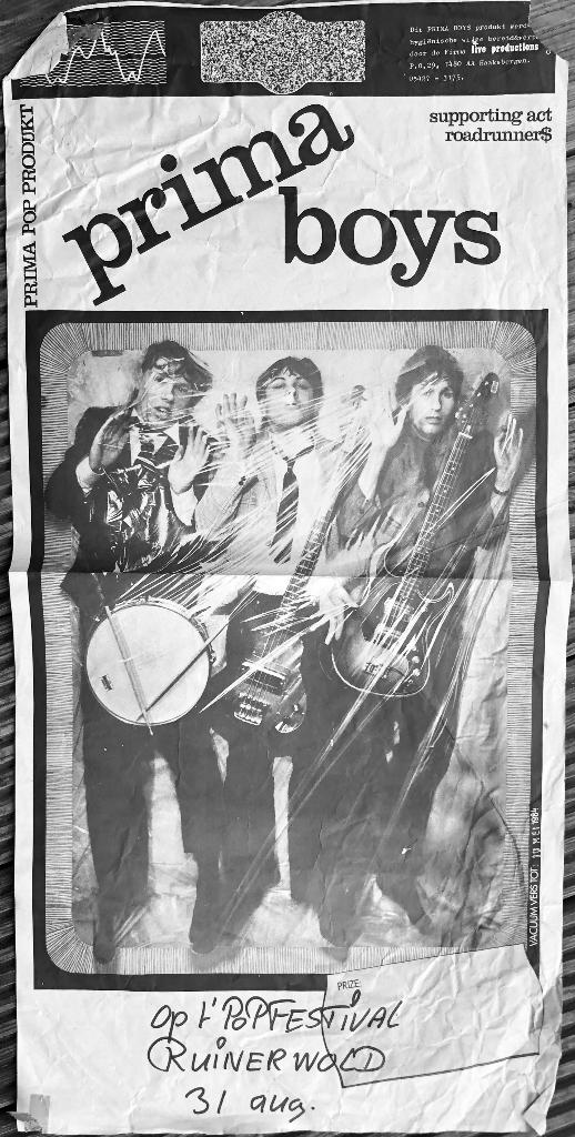 Concert poster Prima Boys Nederpop, Verzamelen, Ophalen of Verzenden, A1 t/m A3, Muziek, Rechthoekig Staand