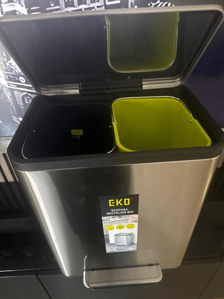 EKO EcoCasa Afvalemmer - RVS - Met Pedaal, Huis en Inrichting, Woonaccessoires | Prullenbakken, Nieuw, Rvs, 50 tot 75 cm, 30 tot 40 liter