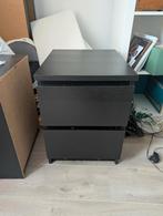 2 zwarte IKEA nachtkastjes met lades, Huis en Inrichting, Ophalen, Gebruikt, Minder dan 45 cm, Minder dan 55 cm