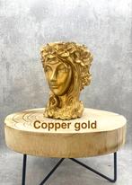 Gouden Vrouwenhoofd Bloempot - copper gold, Rond, Ophalen of Verzenden, Aardewerk, Binnen