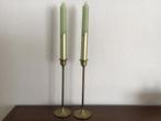2 vintage messing kandelaars. Mid century - Regency., Ophalen of Verzenden, Zo goed als nieuw, Brons of Koper, Minder dan 25 cm