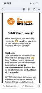 Startnummer CPC halve marathon, Eén persoon
