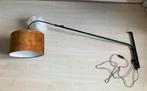 Wandlamp brons velours kap, zwarte arm, Huis en Inrichting, Lampen | Wandlampen, Ophalen of Verzenden, Zo goed als nieuw, Stof