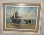 Jan Kelderman: Vissersboot aan het strand, Antiek en Kunst, Kunst | Schilderijen | Klassiek, Ophalen of Verzenden