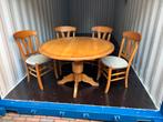 Eiken uitklapbare eettafel met 4 Stoelen, Huis en Inrichting, Tafels | Eettafels, Gebruikt, 100 tot 150 cm, Ophalen of Verzenden