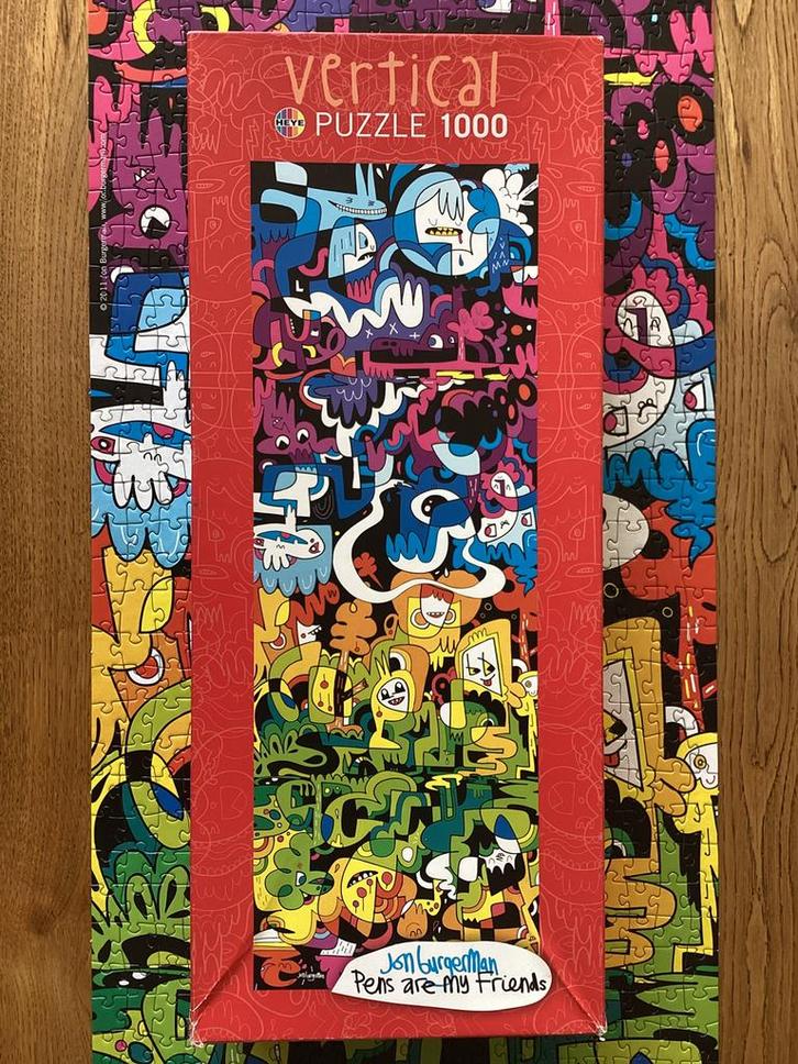 Heye puzzel Doodle World, 1000 stukjes, compleet, Hobby en Vrije tijd, Denksport en Puzzels, Gebruikt, Legpuzzel, 500 t/m 1500 stukjes