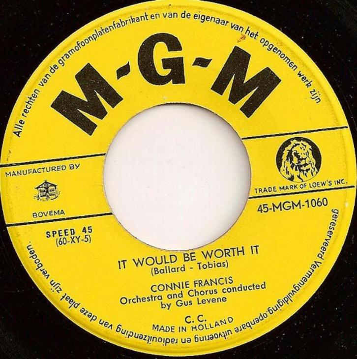 Connie Francis - It Would Be Worth It (Single), Cd's en Dvd's, Vinyl Singles, Gebruikt, Single, Pop, 7 inch, Ophalen of Verzenden