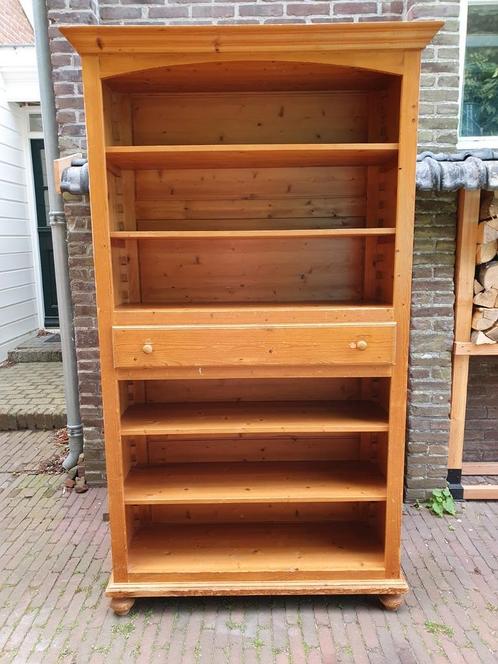 Grenen boekenkast met lade - massief hout, Huis en Inrichting, Kasten | Boekenkasten, Gebruikt, 100 tot 150 cm, 150 tot 200 cm