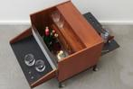 Teakhouten en zwarte drankenkast op wielen uit 1960, Ophalen of Verzenden