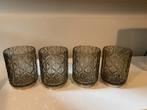 4x windlicht / theelichthouder gerookt glas, Huis en Inrichting, Woonaccessoires | Kandelaars en Kaarsen, Ophalen of Verzenden
