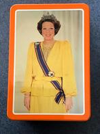 Oranje  Koningin Beatrix blik t.g.v. prinsjesdag 1985, Verzamelen, Blikken, Ophalen of Verzenden, Gebruikt, Koek(jes)