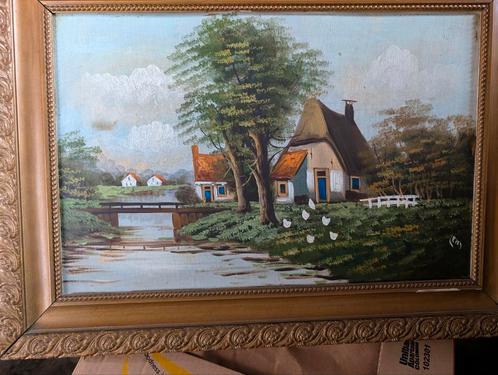 Hollands Landschap Schilderij op Hout, Antiek en Kunst, Kunst | Schilderijen | Klassiek, Ophalen of Verzenden