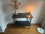 Zwarte Sidetable met 2 Niveaus, Huis en Inrichting, Tafels | Sidetables, Gebruikt, 50 tot 100 cm, Ophalen of Verzenden, Metaal
