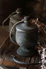 Houten potje met deksel 'vintage black', sober en brown, Nieuw, Ophalen of Verzenden, Info@jufbrocante.nl, Info@jufbrocante.nl