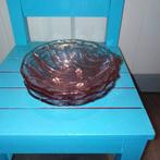 Vintage glazen schaaltjes schelpvorm in groen en roze, Huis en Inrichting, Ophalen, Gebruikt, Schaal, Rond