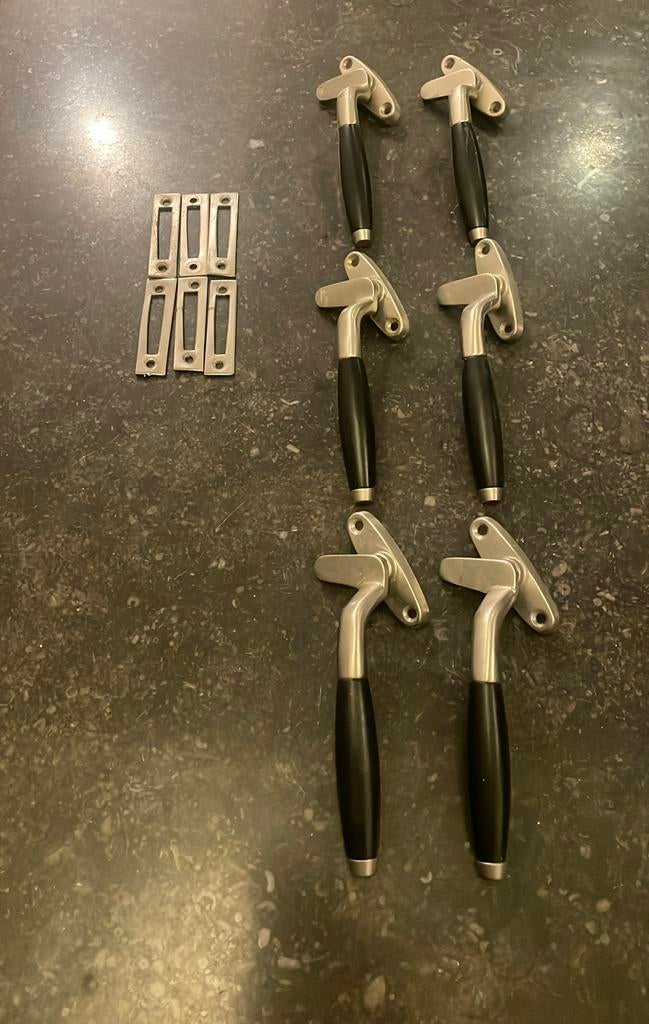 6x Raamboom TONmodel RETRO Nikkel Ebbenhout raamhendel raam, Ophalen of Verzenden
