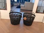 Nieuw! Rieten manden set 2 grijs zwart 40x41, Mand, Rond, Nieuw, Ophalen of Verzenden