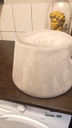 Grijze fluwelen poef - cilindermodel, Minder dan 50 cm, Rond, Nieuw, Minder dan 50 cm