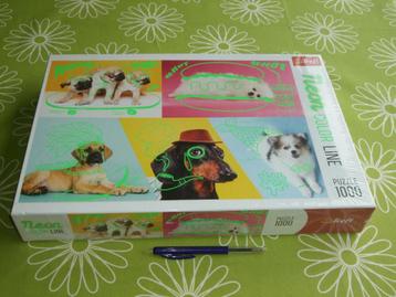 Nieuw in seal: Neon Color Line honden puzzel - 1000 stukjes beschikbaar voor biedingen