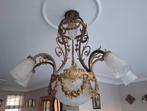 Antieke kroonluchter met glazen kappen, Antiek en Kunst, Ophalen