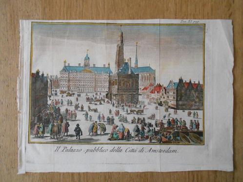 Gezicht op de Dam te Amsterdam Filosi, Giuseppe, Italy, Antiek en Kunst, Kunst | Etsen en Gravures, Ophalen of Verzenden