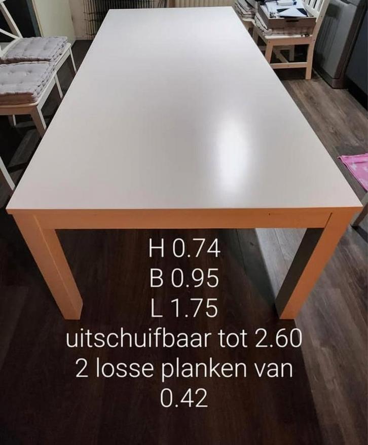 Eettafel uitschuifbaar, Huis en Inrichting, Tafels | Eettafels, Zo goed als nieuw, 50 tot 100 cm, Rechthoekig, Ophalen