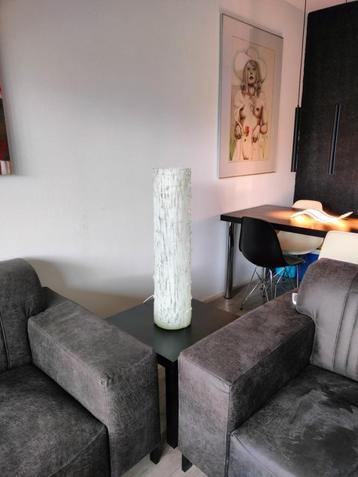 Italië Wit Iced Tafellamp Vloerlamp XXXL Opalino Rigato 1970 beschikbaar voor biedingen