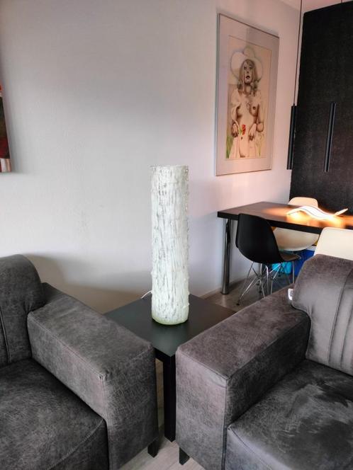 Italië Wit Iced Tafellamp Vloerlamp XXXL Opalino Rigato 1970, Huis en Inrichting, Lampen | Tafellampen, Zo goed als nieuw, 75 cm of meer