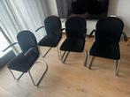4x Gispen 413RL Eetkamerstoelen - Ribstof Zwart, Huis en Inrichting, Stoelen, Ophalen of Verzenden, Gebruikt, Vier